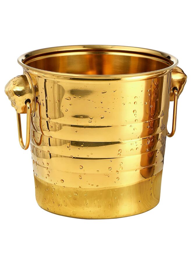 يُسلِّم دلاء ثلج، دلاء ثلج معدنية، دلو ثلج من الفولاذ المقاوم للصدأ، دلو تبريد، حاوية زجاجات الشمبانيا والنبيذ للمنزل والحفلات - 3 لتر (اللون: ذهبي) - Image 1